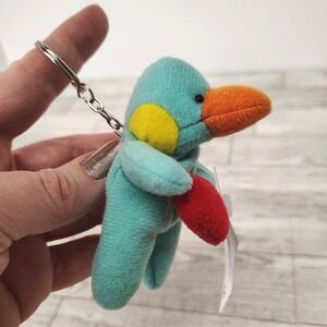 Keychain Mini‎ Bean Bag Friends Polly Penguin Plush Holding Heart - New